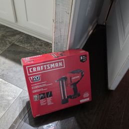 Time to put in the new door frame with my new craftsman nail gun. Thanks Mr.DAVE