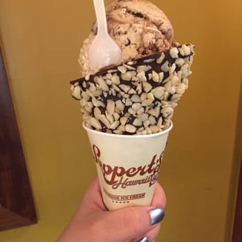 Lappert's Hawaii - Kaua'i Pie ice cream in a chocolate dipped macadamia nut waffle cone - Ice Cream & Frozen Yogurt Near Me - Honolulu, Hawaii
