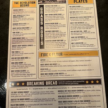 Draft Republic Carlsbad - Menu: front - Comfort Food Near Me - Carlsbad, California