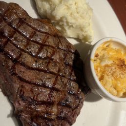 Ribeye, mashed potatoes, Mac & cheese Ribeye, mashed potatoes, Mac & cheese