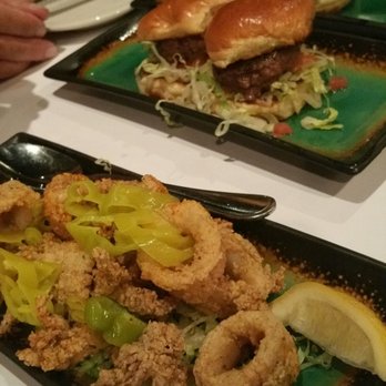 Bonefish Grill - Bottom: calamari Middle: wagyu beef sliders Top: Alaskan cod sliders - Seafood Near Me - Manalapan, New Jersey Bonefish Grill - Bottom: calamari Middle: wagyu beef sliders Top: Alaskan cod sliders - Seafood Near Me - Manalapan, New Jersey