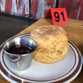 Pine State Biscuits - Plain biscuit with strawberry jam YUM! - Breakfast & Brunch Near Me - Portland, Oregon