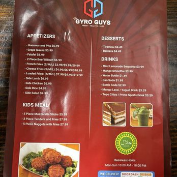 Gyro Guys - Menu - Mediterranean Near Me - Pearland, Texas