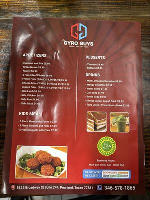 Menu photo 1 Gyro Guys Pearland, TX