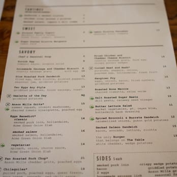 The Table - Menu - New American Near Me - San Jose, California