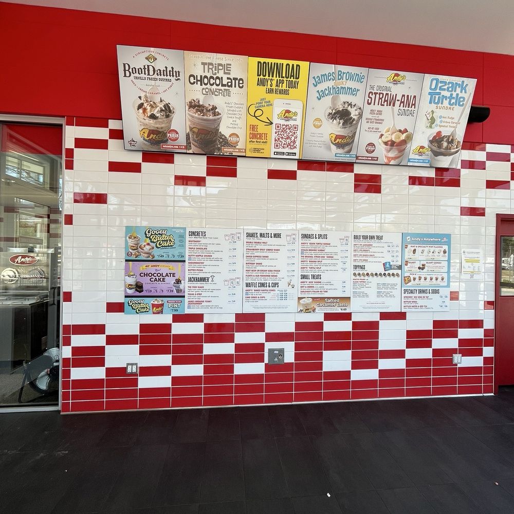 Andy's Frozen Custard - Menu - Ice Cream & Frozen Yogurt Near Me - Atlanta, Georgia Andy's Frozen Custard - Menu - Ice Cream & Frozen Yogurt Near Me - Atlanta, Georgia