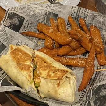The Horse's Mouth - Buffalo chicken wrap and sweet potatoe fries - Burgers Near Me - Belding, Michigan The Horse's Mouth - Buffalo chicken wrap and sweet potatoe fries - Burgers Near Me - Belding, Michigan