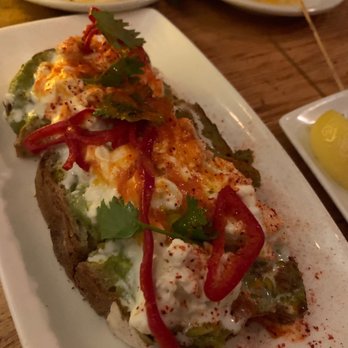 Cafe Ba-Ba-Reeba! - Burrata & Avocado Toast, Cilantro, Fresno Chilies & Gazpacho - Spanish Near Me - Chicago, Illinois