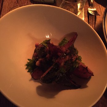 Table, Donkey and Stick - Braised and fried winter squash with chili peanut sauce - Modern European Near Me - Chicago, Illinois Table, Donkey and Stick - Braised and fried winter squash with chili peanut sauce - Modern European Near Me - Chicago, Illinois
