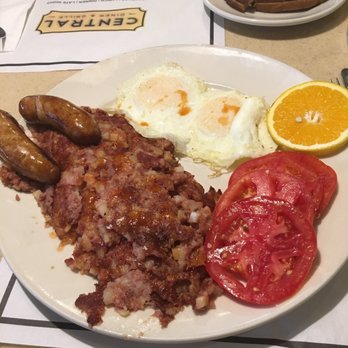 Central Diner & Grille - Corned beef hash, sausage, eggs, and tomatoes. - Diners Near Me - Pittsburgh, Pennsylvania Central Diner & Grille - Corned beef hash, sausage, eggs, and tomatoes. - Diners Near Me - Pittsburgh, Pennsylvania