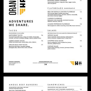 Hangar 24 Craft Brewing - Menu online 3/23/2022 - Venues & Event Spaces Near Me - Irvine, California Hangar 24 Craft Brewing - Menu online 3/23/2022 - Venues & Event Spaces Near Me - Irvine, California