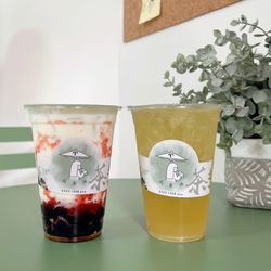 Tea Moment - Strawberry Boba Fresh Milk and Hand Punch Jasmine Lemon Tea