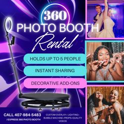 Infinite Expressions 360 Photo Booth - Our 360 Photo Booth holds up to 5 people. That means more expressions for you and your guests. The more... the merrier!!!!