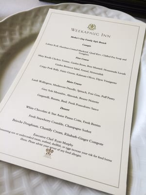 Menu photo 2 The Restaurant at Weekapaug Inn Westerly, RI