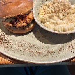 Fried Chicken Sandwich and macaroni Fried Chicken Sandwich and macaroni