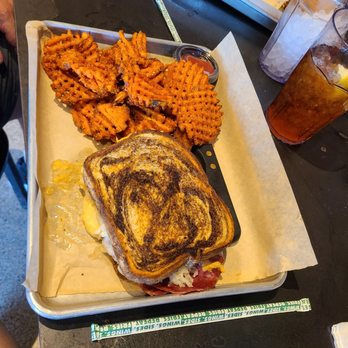 The Rock Yard Kitchen & Bar - Ruben and sweet potato fries - Pizza Near Me - Trenton, Texas