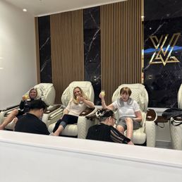 Drinks, pedicure and massage.