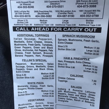 Fellini's Pizza - Menu - Pizza Near Me - Decatur, Georgia