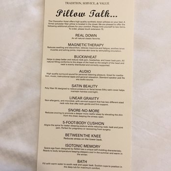 This Hotel Has A Pillow Menu Yelp