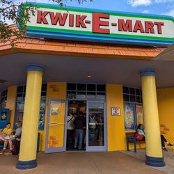 Kwik-E-Mart - Outside the Kwik-E-Mart at Springfield, U.S.A. at Universal Studios Florida at Universal Orlando Resort. Storefront.