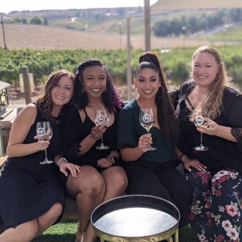 Tour del Vino - Akash Winery outdoor seating patio with plenty of distance between parties - Wine Tours Near Me - Temecula, California