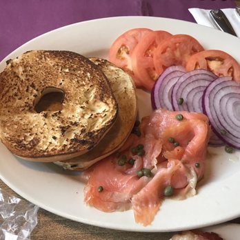 Andys Breakfast & Lunch - Bagel and Lox - should come with home fries but they forgot :( - Breakfast & Brunch Near Me - Lynn, Massachusetts