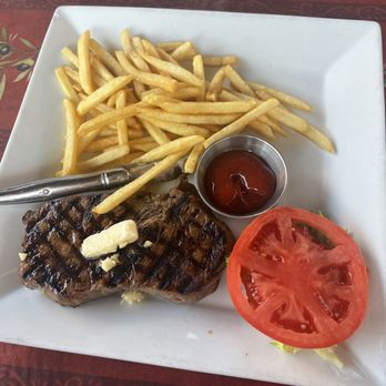 French Corner Cafe - Fatty, burnt, chewy STEAK Pommes Frites (with French Fries) - Bakeries Near Me - Palm Desert, California French Corner Cafe - Fatty, burnt, chewy STEAK Pommes Frites (with French Fries) - Bakeries Near Me - Palm Desert, California