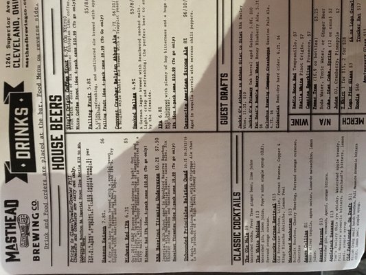 Menu photo 8 Masthead Brewing Cleveland, OH
