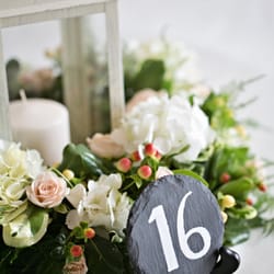 Lanterns and flowers for the tables