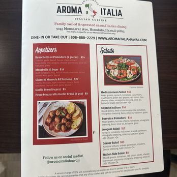 Aroma Italia - Menu - Pizza Near Me - Honolulu, Hawaii Aroma Italia - Menu - Pizza Near Me - Honolulu, Hawaii