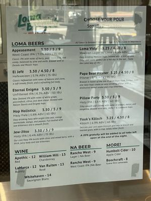 Menu photo 1 Loma Brewing Company Manteca, CA Menu photo 1 Loma Brewing Company Manteca, CA