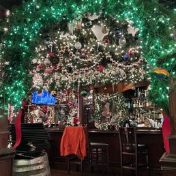a christmas tree in a restaurant a christmas tree in a restaurant