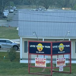 Levee View RV Park - The Brown Bag drive-thru eatery at Levee View RV Park is opened weekdays from 0430 - 0830 for breakfast.