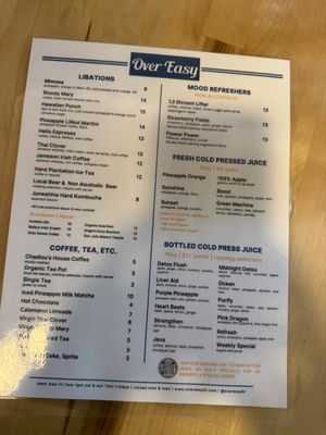 Menu photo 1 Over Easy Kailua, HI Menu photo 1 Over Easy Kailua, HI