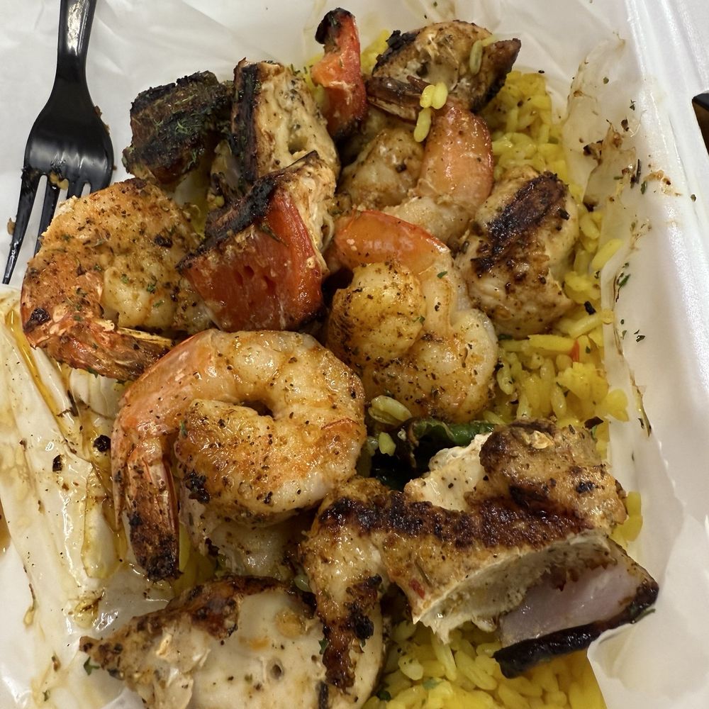 Lickety Split Southern Kitchen & Bar - Chicken & Shrimp Kabob w/ Yellow Rice - Southern Near Me - Hapeville, Georgia Lickety Split Southern Kitchen & Bar - Chicken & Shrimp Kabob w/ Yellow Rice - Southern Near Me - Hapeville, Georgia