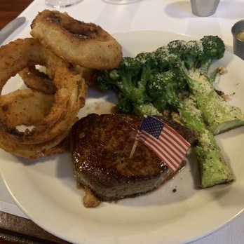 Ted's Montana Grill - Buffalo filet, parmigiana broccoli and sweet sweet onion rings! - American Near Me - Durham, North Carolina Ted's Montana Grill - Buffalo filet, parmigiana broccoli and sweet sweet onion rings! - American Near Me - Durham, North Carolina