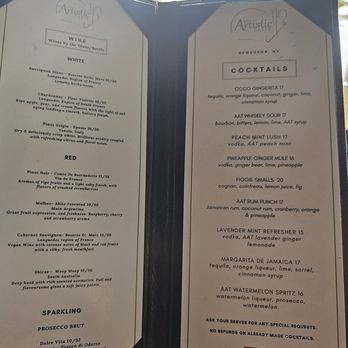 An Artistic Taste - Drink menu - Salad Near Me - Newburgh, New York