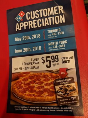 Menu photo 1 Domino's Pizza Toronto, ON Menu photo 1 Domino's Pizza Toronto, ON