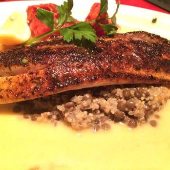 Salty Sow - Blackened Redfish with Quinoa and lentils - American Near Me - Austin, Texas Salty Sow - Blackened Redfish with Quinoa and lentils - American Near Me - Austin, Texas