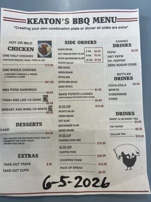 Menu photo 1 Keaton's Barbecue Cleveland, NC