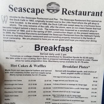 Seascape Restaurant - The menu - Seafood Near Me - Trinidad, California Seascape Restaurant - The menu - Seafood Near Me - Trinidad, California
