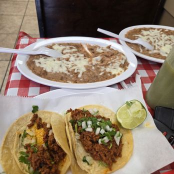Tacos Don Jose’s - Chorizo tacos, 2 sides of refried beans, chips & red/green salsa. Horchata to drink. - Mexican Near Me - Longmont, Colorado Tacos Don Jose’s - Chorizo tacos, 2 sides of refried beans, chips & red/green salsa. Horchata to drink. - Mexican Near Me - Longmont, Colorado