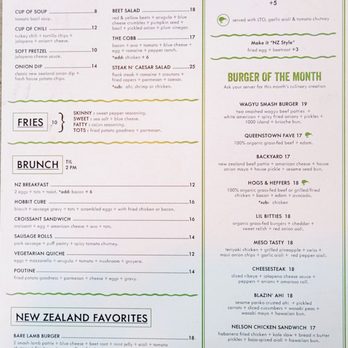 Dunedin New Zealand Eats - Main Food Menu (04/02/26). @DunedinSD #NorthPark #SanDiego #NewZealandCuisine #HappyHour - Burgers Near Me - San Diego, California