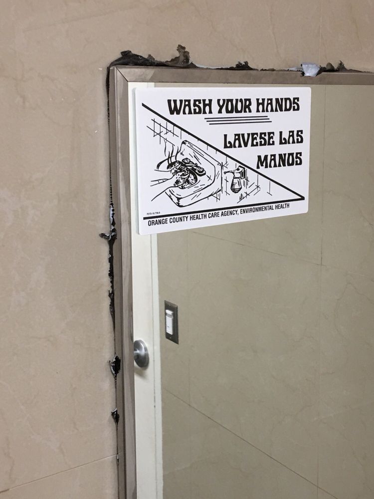 This mirror in the bathroom is a mess Yelp