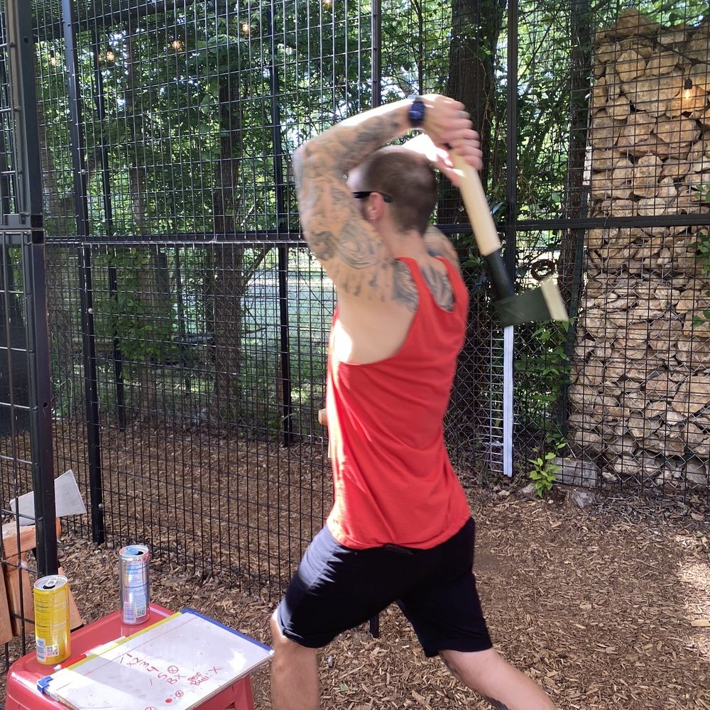 Celtic Axe Throwing At Armadillo Den  - Look at him go! - Axe Throwing Near Me - Austin, Texas
