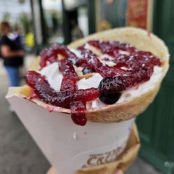 Central Park Crepes - Vegan Berry' 11.99 fresh blueberries, coconut whip topping. vegan cream cheese, toasted almonds raspberry sauce