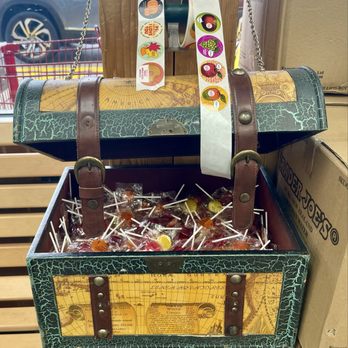 Trader Joe's - Fun treasure chest for kids with lollipops and stickers - Grocery Near Me - Glenview, Illinois Trader Joe's - Fun treasure chest for kids with lollipops and stickers - Grocery Near Me - Glenview, Illinois