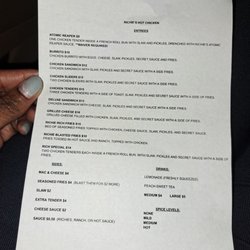 Richie's Hot Chicken - Menu as of 8/5/2022