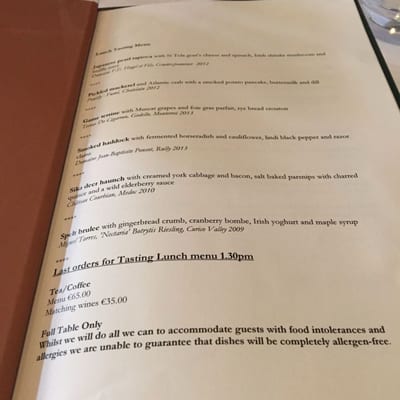 Menu photo 6 Chapter One Dublin, D
