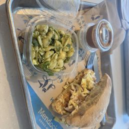 1/2 Not fried chicken sandwich and side of basil pesto shells 1/2 Not fried chicken sandwich and side of basil pesto shells